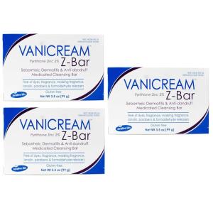 imageVanicream ZBar Medicated Cleansing Bar Pyrithione Zinc 2 for Seborrheic Dermatitis amp Dandruff SoapFree GlutenFree 35 oz Pack of 3