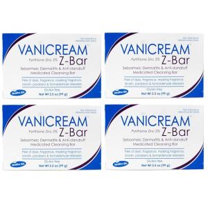 imageVanicream ZBar Medicated Cleansing Bar Pyrithione Zinc 2 for Seborrheic Dermatitis amp Dandruff SoapFree GlutenFree 35 oz Pack of 4